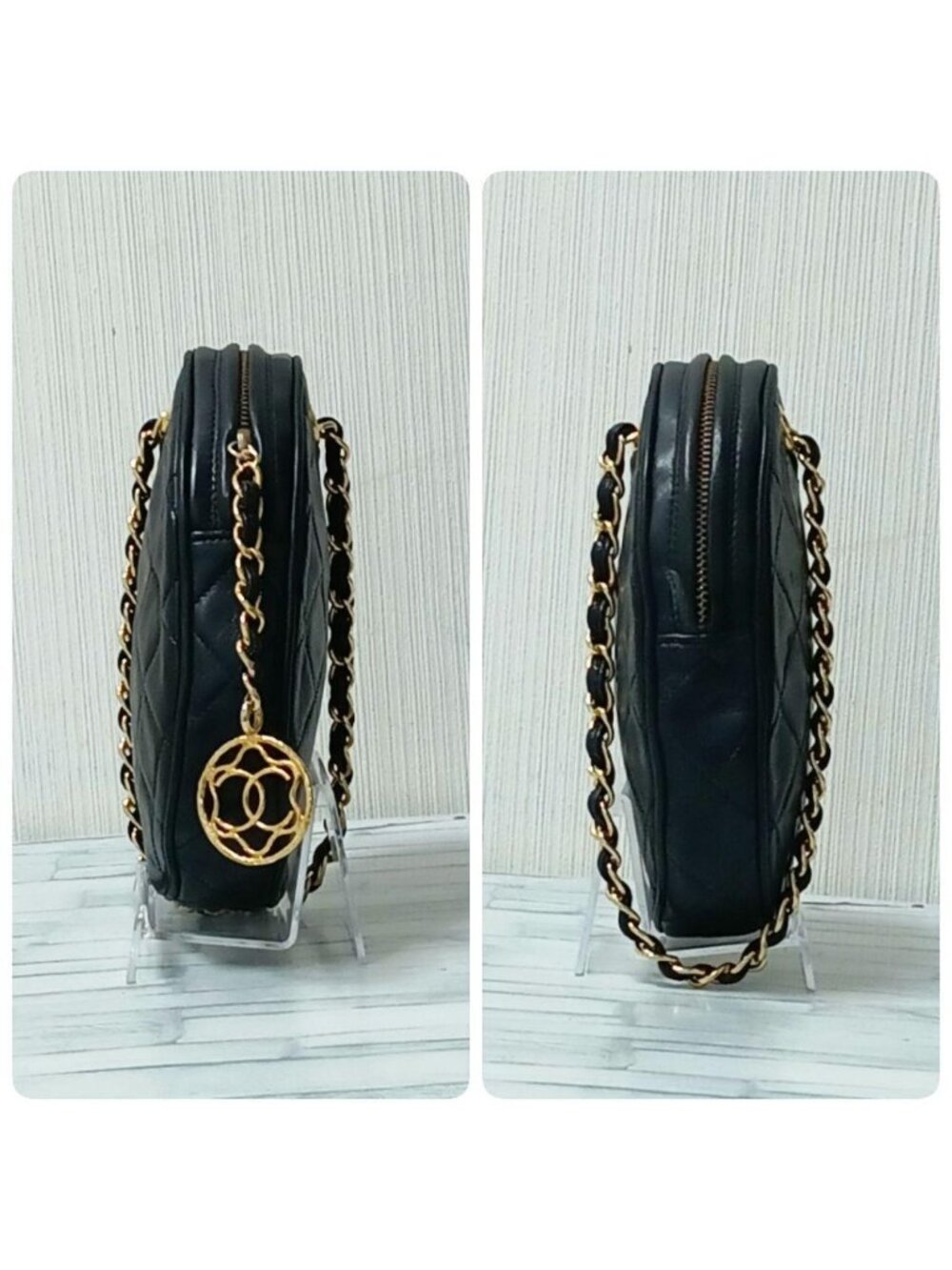 Chanel Quilted Pouch Chain Shoulder Handbag Lambskin Black - Picture 3 of 10